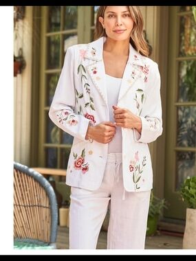 BOHO CHIC EMBROIDERED LINEN BLEND JACKET by PAPARAZZI by BIZ - NWT - SIZE L